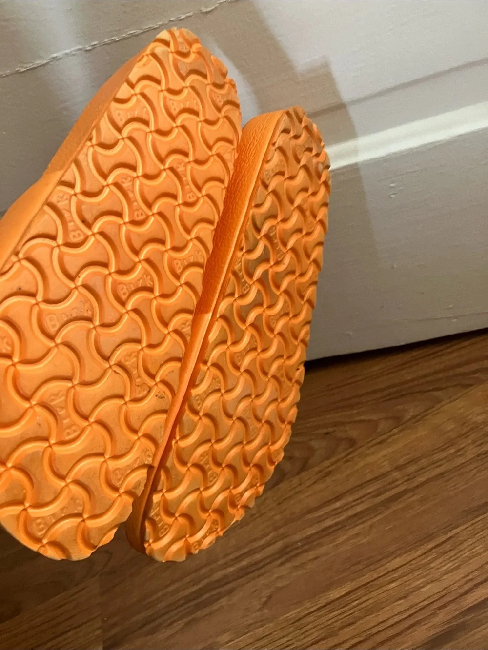 Birkenstock Orange Single Strap Buckle Slides
